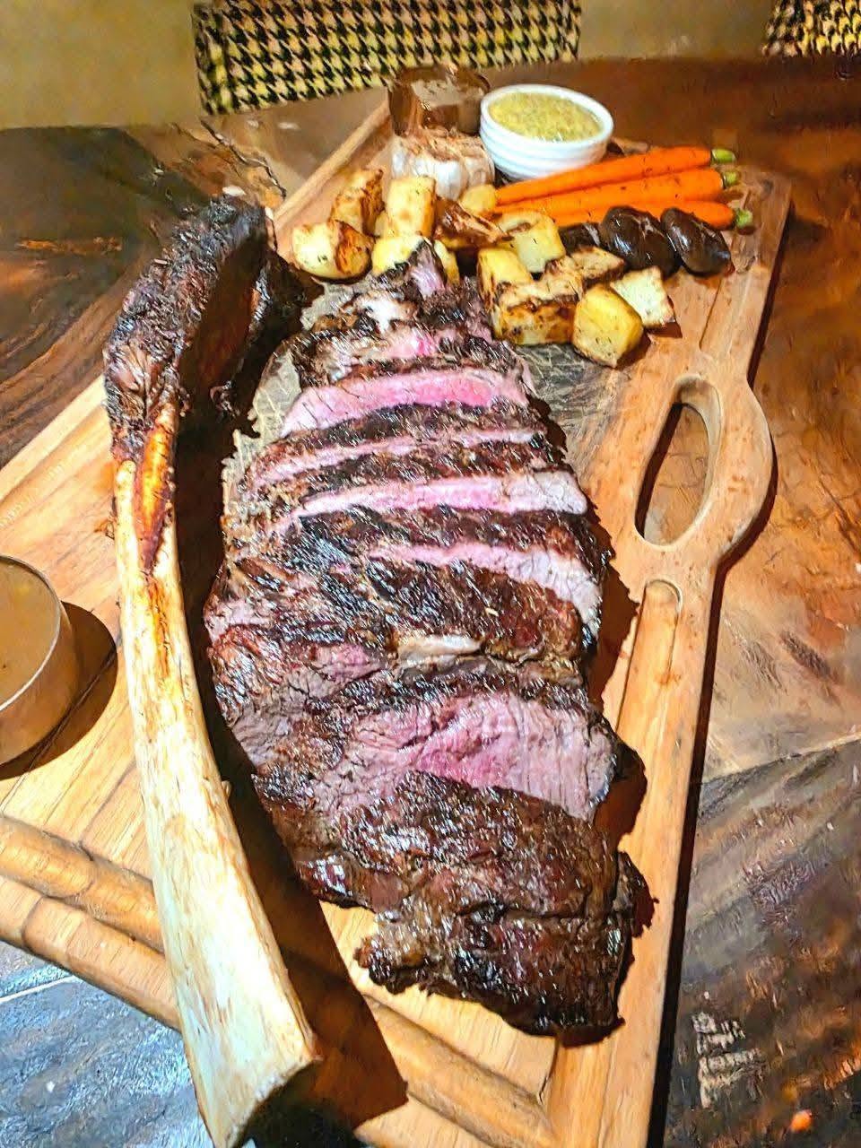 Grilled steak with roasted vegetables