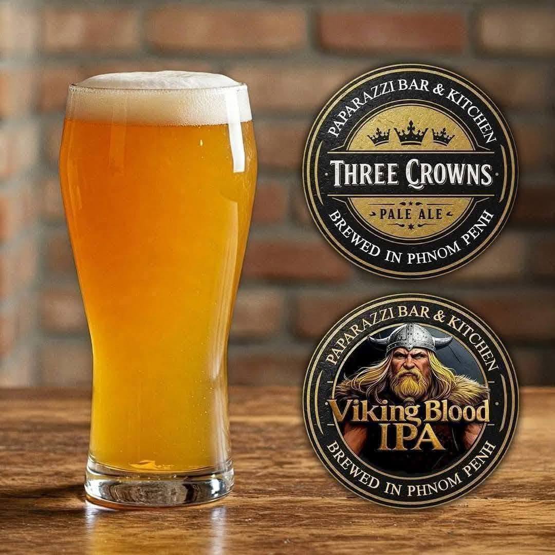 pale ale with Paparazzi beer labels (Three Crowns, Viking Blood)